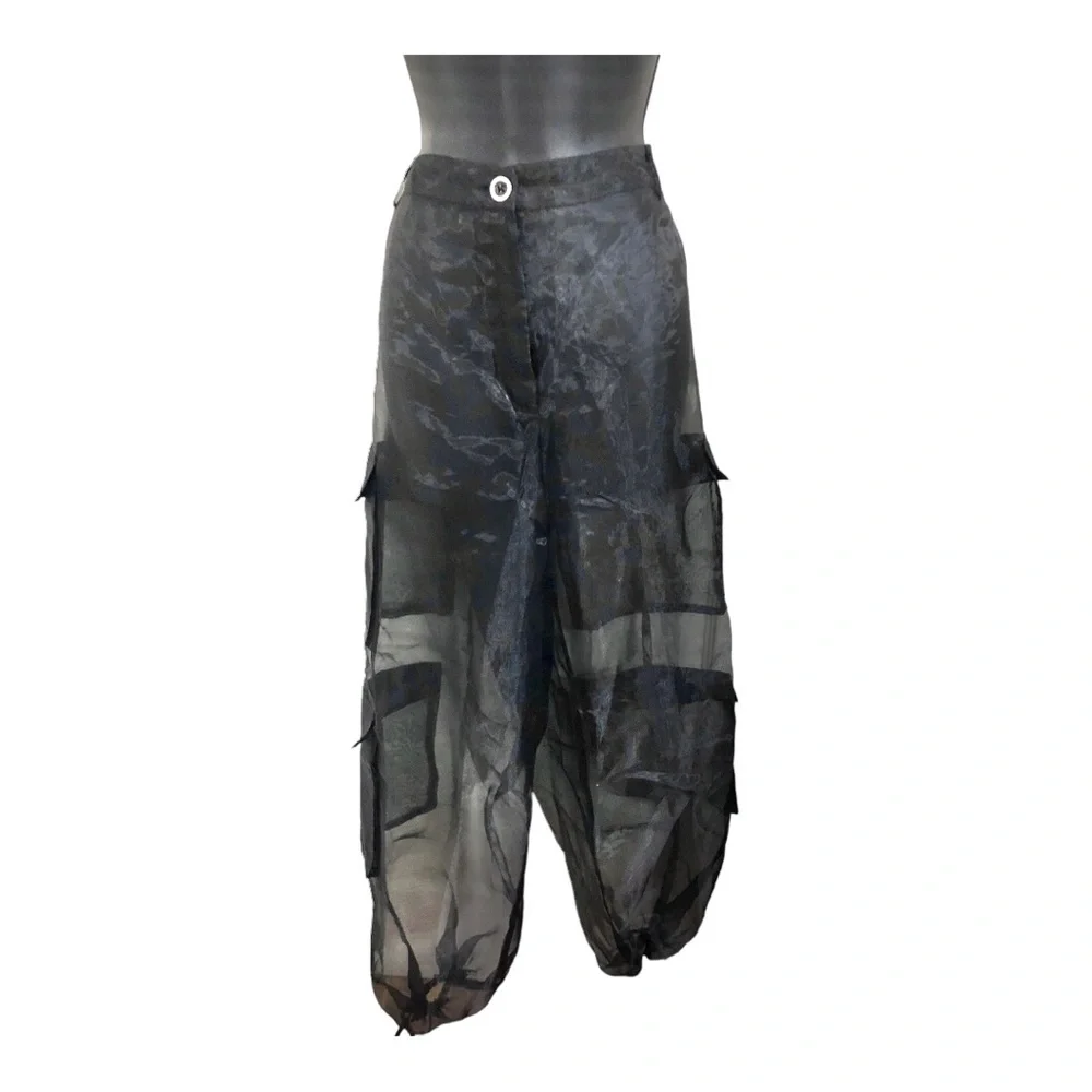 Sheer Black Cargo Harem Pants - Picture 11 of 16